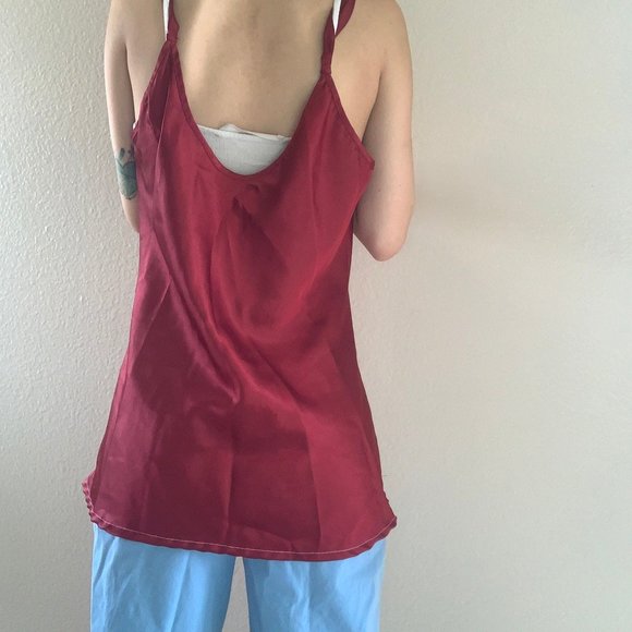Vintage 90's Burgundy and Pink Lace Tank - Picture 4 of 5